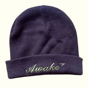 Awake NY Brown Beanie Script Logo Streetwear Cozy Premium Knit Winter Hat Warm